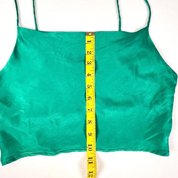ZARA Green Cowl Neck Camisole Satin Look Draped Tank Top Size S - Picture 4 of 9